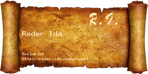 Reder Ida névjegykártya